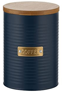 Typhoon 1401.227 Otto Kaffeedose, Karbonstahl, Bambusholz, Silikon, 1.4 liters, blau