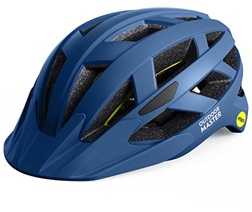 OutdoorMaster MIPS, casco da bicicletta – Due fodera interna rimovibile e ventilazione in multi-ambiente, casco da bicicletta in montagna, autostrada per ragazzi e adulti (blu oceano, 59-61 cm)