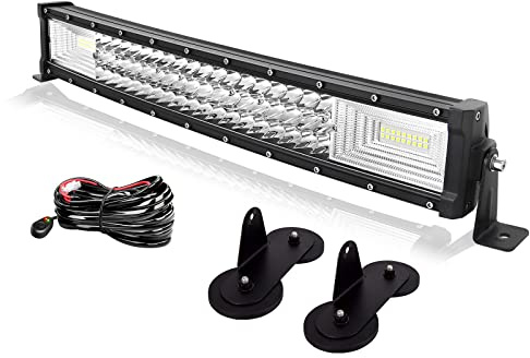 Willpower LED Lichtleiste 22 + Magnet Halterungen + 12V Kabelbaum für 4x4 | LED Balken Lightbar Gebogen 270W, 6000K Weiß, IP67, Offroad beleuchtung, Arbeitsscheinwerfer LKW KFZ Auto Traktor Fahrzeuge