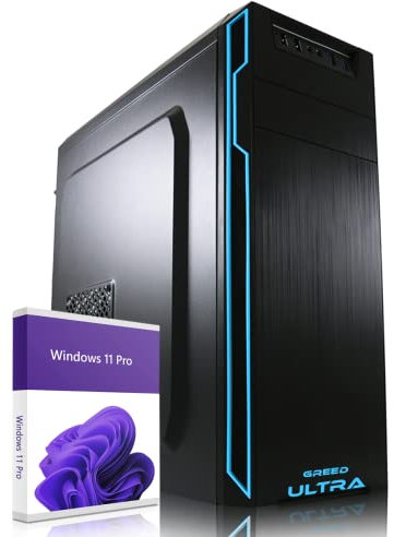 GREED® Ultra 7 - Schneller PC mit Intel Core i7 - Leiser Computer + Rechner für Büro & Home Office mit 4,0 GHZ, 32GB DDR4 RAM/Arbeitsspeicher - 1TB SSD + 1TB HDD - DVD+RW - WLAN - inkl Win 11 Pro