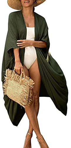 HYUET Copricostume da Bagno Donna Mare, Elegante Kimono Lungo Tie Dye Donna Estivo Abito da Spiaggia Bikini Cover Up Cardigan Maniche Lungo Vestito Boho Kaftan Tunica Top per Vacanza