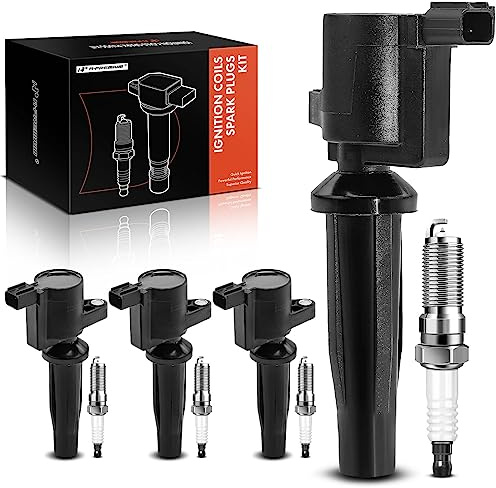 A-Premium Set of 4 Ignition Coil Pack and Iridium Spark Plugs Compatible with Ford Escape, Fusion, C-Max, Transit Connect, SSV Plug-In Hybrid, Police Responder Hybrid & Lincoln MKZ & Mercury Mariner