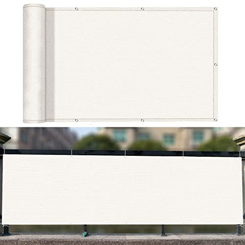 Balkon Sichtschutz Balkonabdeckung 120 x 300 cm Sonnenschutz atmungsaktiv Balkonsichtschutz Seitenmarkise mit Ösen und Kabelbinder für Garten Balkon Terrasse Outdoor, Weiß
