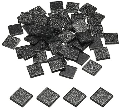 sourcing map Mosaïque Carrelage Tuile Tesselle, Verre Éclat Cristal Vrac Carré Paillettes Carreaux 2 x 2cm pour Maison Décoration, Pack de 50(200g, Léger Noir)