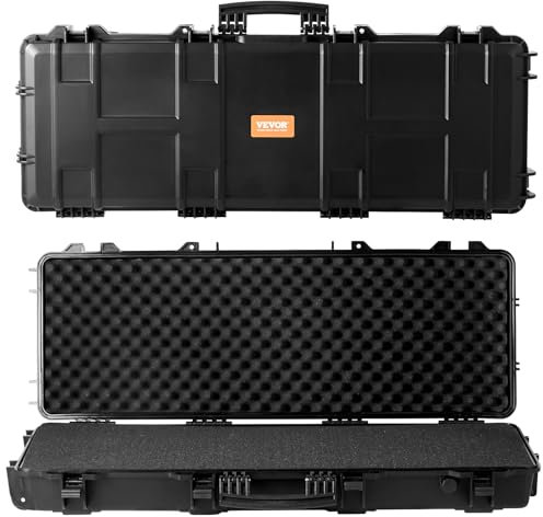 VEVOR Gewehr-Hartschalenkoffer mit 3 Schichten Vollständig Schützendem Schaumstoff, Abschließbarer Hartwaffenkoffer, Wasserdichter & Rollbarer Langwaffenkoffer, für 101,6 cm Gewehre oder Schrotflinten