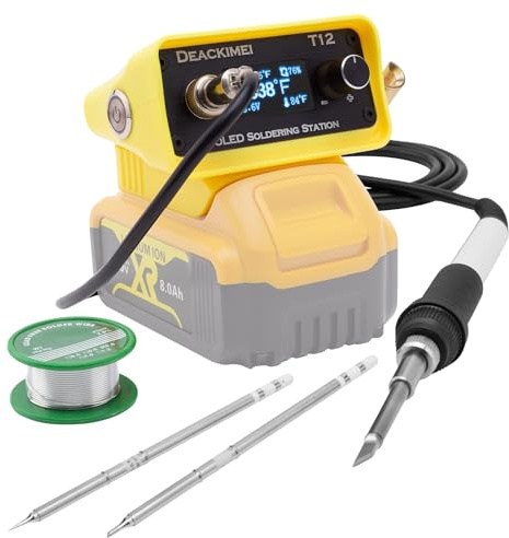 Deackimei Cordless Soldering Iron Station for Dewalt 20V Max Battery, 3 Iron Tips, Quick Heating Solder, Precise Heat Control, Auto Sleep, Low Voltage Protection