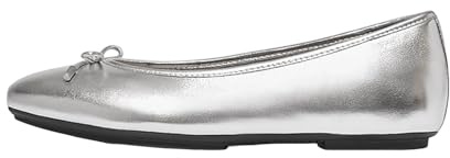 Fitflop DELICATO Bow Soft Metallic-Leather Ballet Flats Silver