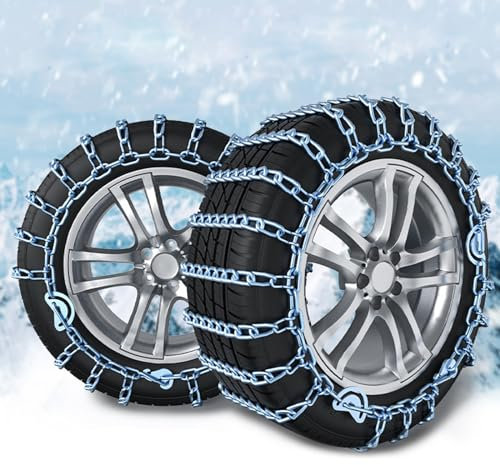 Schneeketten, Einfach zu Installierende Reifenketten, Tragbare, Wiederverwendbare, Universelle Notfall-Reifentraktionskette für Pkw, Pickup-Trucks und SUV – 2er-Set (Size : 215)