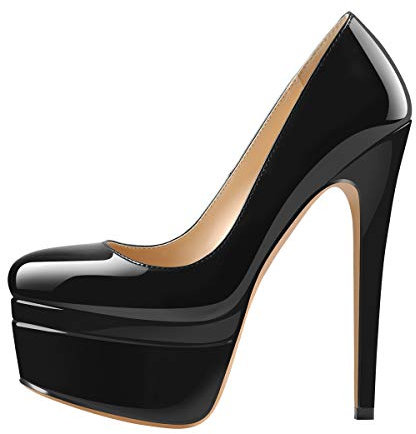 MissHeel Double Plateau Pumps Stilettos Sandwiches Platform High Heels Sexy Schwarz EU 42