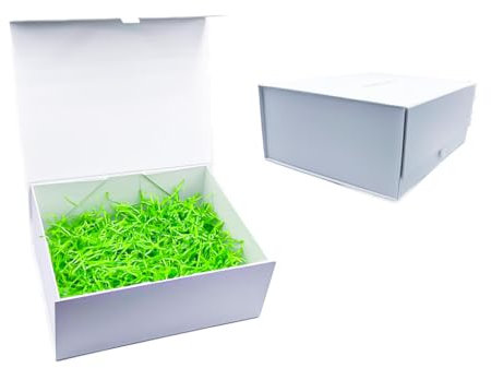 Statoys Luxuriöse weiße Magnetbox, 280 x 220 x 110 mm, tiefer Schnappverschluss, mit Schleifenband, mit geschreddertem Papier, Geschenkboxen für Geschenke, Weihnachten, Jahrestag und andere Anlässe.