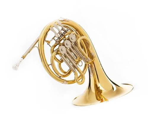 Waldhorn für Anfänger Blechblasinstrument, Waldhorn, Einreihig, 3 Tasten, B-Ton, Gelbmessing, Goldlack, Waldhorn Mit Koffer
