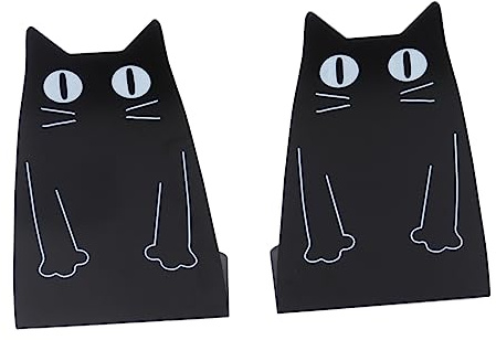 Cabilock Buchstützen Aus Metall Weißblech rutschfest Mit Cartoon Katze Motiv Für Bücherregal 14x10,5x20,5cm Dekorative Buchstopper Für Kinder Und Teenager