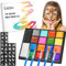 Lictin Peinture Corporelle 18 Couleurs, Palette de Maquillage Halloween avec 5 Crayons et Pochoirs, Idéale pour les Fêtes, Carnavals et Maquillage Enfant