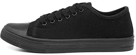 Red Fish Womens Black Lace Up Canvas Shoes - Size 4 UK - Black