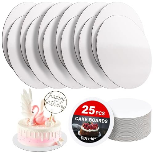 Eidoct Cake Board Rounds (White) 25 Pcs,Eco-Friendly Recycled Material Cake Circle Base- Cardboard Round Cake Circle Base For Cake, Pizza