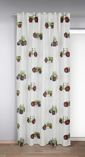 KAMACA Vorhang Verdunklungsgardine mit versteckten Schlaufen und Gardinenband Thermogardine Verdunklungsvorhang Schlafzimmer Wohnzimmer HxB 245x140 cm (Traktor - HxB 245x135 cm)