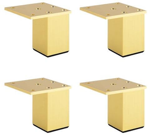 SZLXJMFL Tischbeine Gold, Möbelfüße, 4 Stück Tischfüße, Quadrat, Höhenverstellbar Höhe: 6-40cm Eloxierte Oberfläche Couchtisch/TV Tisch/Kommode/Nachttisch Beine Aluminiumlegierung-5cm/2in