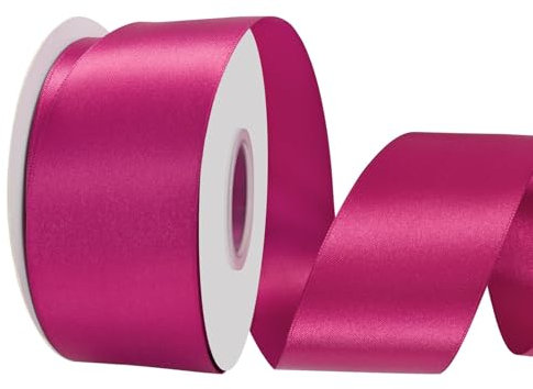 LoomJoyz Doppelseitige 50mm Rose Rosa Satinband 45 Meter Satinband Ideal für Geschenkverpackung Blumenstrauß Handwerk Hochzeiten Blumenarrangements Bögen