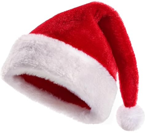 Weihnachtsmütze, Nikolausmütze Erwachsene, Unisex Weihnachtsmann Mütze, Grün weihnachtsmütze kinder Rote Santa Mütze Bequemes Dicker mit dicker fellrand, Schwarz Santa Clause Mütze für Weihnachtsfeier