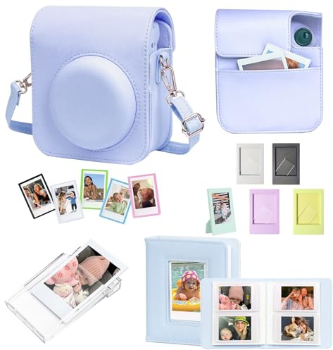 CAIYOULE Mini 12 11 Accessory for Fuji Instax Mini 12 and 11 Instant Camera, Accessory Includes PU Leather 12 11 Case, Mini Album, Frame, Magnetic Photo Pouch, Photo Case, Blue set, simplicity