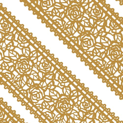10tlg Große gebrauchsfertige Spitze Tortenband essbar Spitzenbordüre Rosenblüte gold