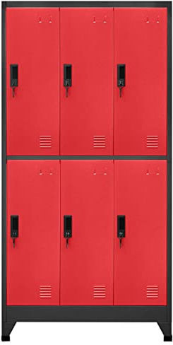Spindschrank Büro Arbeitsplatz Metall Spind Schrank Aufbewahrung Badregal Aufbewahrungsschrank Aufbewahrung Organizer Anthrazit und Rot 90x45x180cm Stahl
