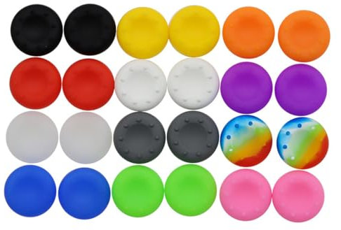 JEYORZY 24pcs Capuchons de Joystick, Remplacement Joystick Silicone, Grip Caps Joystick Thumbstick, Housse Bouchon Protection Silicone Pouce Joystick Thumb Grip Thumbstick Cap Cover Game Controllers