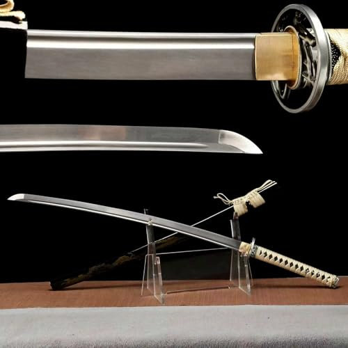100cm handgefertigtes Samurai Schwert,Klinge aus Manganstahl mit Blutrille,Scheide aus massivem Holz mit Lack,echtes Katana Schwert zum Spielen,Maskerade,Kendo-Training,Fitness,Selbstverteidigung
