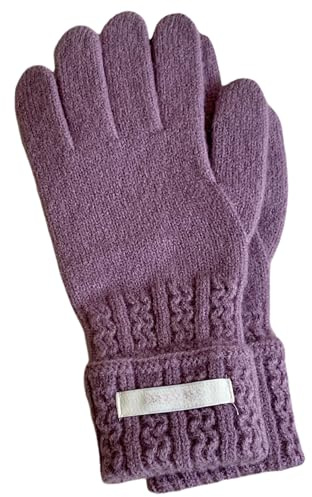JINZIJINYU Winter Strickhandschuhe Damen Einfarbige Gewellte Jacquard Wollhandschuhe Für Den Winter Mit Touchscreen Fingerhandschuhen