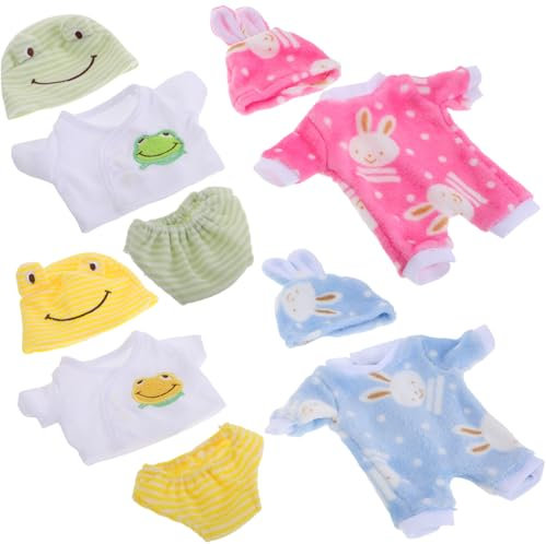 BESPORTBLE 4sätze Realistische Reborn Puppenkleidung Strampler Für American Dolls Flauschige Tier-Designs in Gelb Grün Blau Weicher Puppen Overall Für Nahtloses An Ausziehen