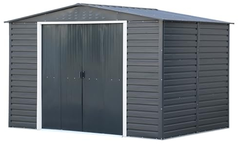 Duramax Alpine 10 x 8 (7,82 m²) Abri de Jardin en métal avec Base en métal, Acier galvanisé à Chaud, Structure de toit renforcée, Abri de jardin sans Entretien et résistant aux intempéries, Anthracite