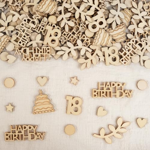 HOLDLEAF 200 Stück Holz Streudeko 18. Geburtstag, Konfetti Geburtstag Deko, Tischdeko für 18. Geburtstagspartys