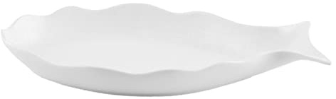 ROMISBABA Frosted Fish Plate Ceramic Steaming Plate Food Server for Kitchen Use and Dinner Parties
