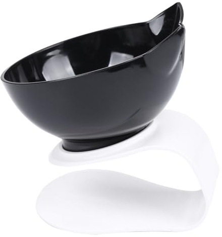 ARTIBETTER Kippbarer Katzennapf aus Robustem Kunststoff rutschfest mit für Katzenhals Vielseitig als Futter Wassernapf Geeignet Glatte Oberfläche Stabiler Stand Schwarzes Design