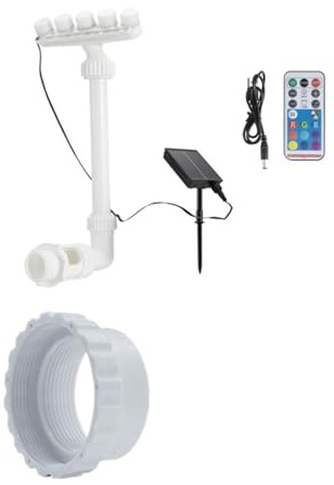 AMISENK Arroseur de piscine à 360 degrés - Rechargeable - Fontaine à eau solaire réglable - 7 couleurs LED - Changement de couleur - Avec télécommande
