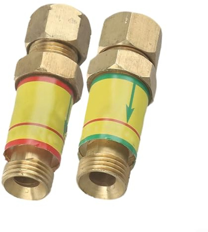 Par de pararrayos de válvula de retención de oxígeno acetileno .5 para soplete de corte, compatible con reguladores de oxígeno/acetileno, material de cobre,
