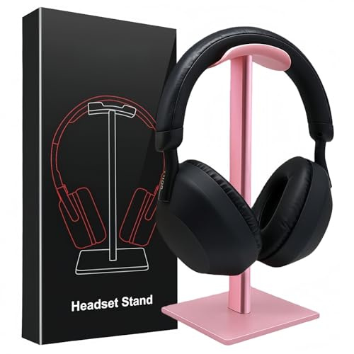 Headset Ständer, Headset Halterung, Gaming Kopfhörer Stander, Kopfhörerhalter Kopfhörerständer Ständer für Over Ear Kopfhörer Kopfhörer Haken mit Rutschfestem TPU-Silikon für Tisch Vitrine (Rosa)