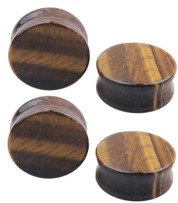BWDHJLEY 4 pendientes de dilatador de oreja, piedra marrón, para hombres y mujeres