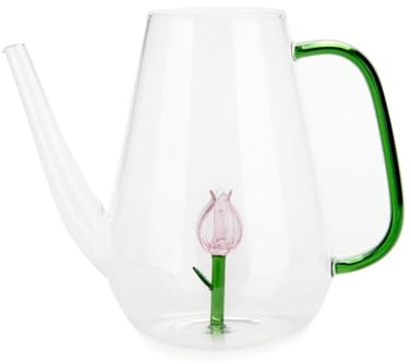Balvi Regadera Botanical Tulip Color Rosa Hecha a Mano en borosilicato Vidrio 1 L