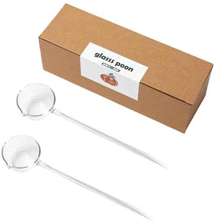 ZwaitL 2PCS Borosilicate Glass Ladles Durability and Fashionable Designing for Serving Soup and Stirring Beverages Glass Ladle