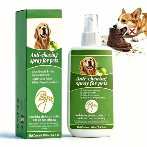 TSWUJIN Bitter Apple Spray for Dogs - Anti Chew Spray for Pets, 100ml No Chew Training Aid for Furniture, Shoes & Household Items, Safe Plant-Based Deterrent for Dogs & Cats