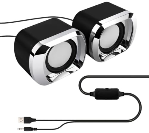 HYTROVE Mini Altoparlanti USB 2.0 2 Pezzi Casse Portatili in Plastica Suono Stereo Antinterferenza per PC Desktop e Laptop Nero