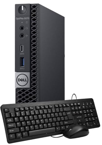 Dell Optiplex 5070 Mini Desktop Computer PC, Intel Core i5-8500T, 8 GB RAM, 256 GB SSD, WiFi, Bluetooth, US Keyboard QWERTY, Windows 11 Pro (Renewed)
