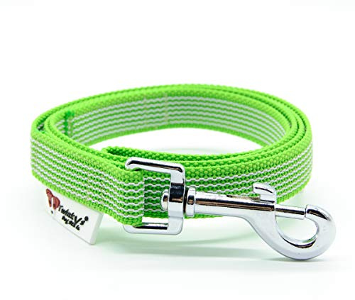 Twinkys Dog Style Hundeleine gummiert 20 mm breit für Hunde bis 50 kg - OHNE Handschlaufe 1 Meter Neon Grün Made IN Germany