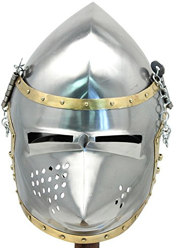 PIRU Medeltida funktionell hjälm 18 g stål houndskull gris ansikte bascinet Jousting WMA, Svart, XL