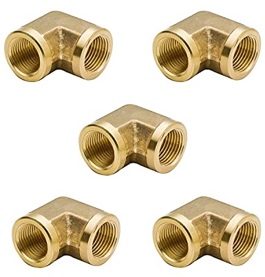 Legines Brass Pipe Fitting, Forged 90 Degree Elbow, 1/8 NPT Female x 1/8 NPT Female (Pack of 5)