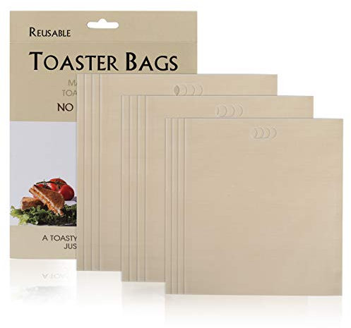 GWHOLE 12 Piezas Bolsas para Tostada Antiadherente Bolsas Reutilizable de Bocadillo Sándwich Pan Alimentos en Horno Microondas Tostadora Parrilla, Resistente al Calor