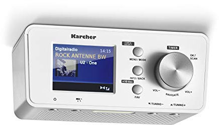 Karcher RA 2035D Unterbauradio mit DAB+ / UKW-Radio (je 20 Senderspeicher) & Bluetooth - Wecker (Dual-Alarm) / Countdown-Timer - LED Licht