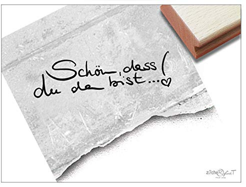 Stempel Textstempel Schön, dass Du da bist! in Handschrift - Schriftstempel Liebe Karten Geschenkanhänger Gastgeschenk Tischdeko - zAcheR-fineT