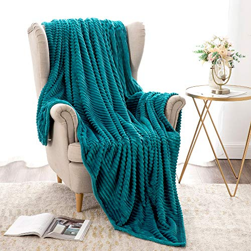 MIULEE Coperta Pile per Divano in Velluto Coperta Singolo e Matrimoniale Letto Coperta Plaid Morbida Letto Decorazioni Casa Poltrona Tinta Unita per Ufficio 1 Pezzo 150x200 CM Blu Verde